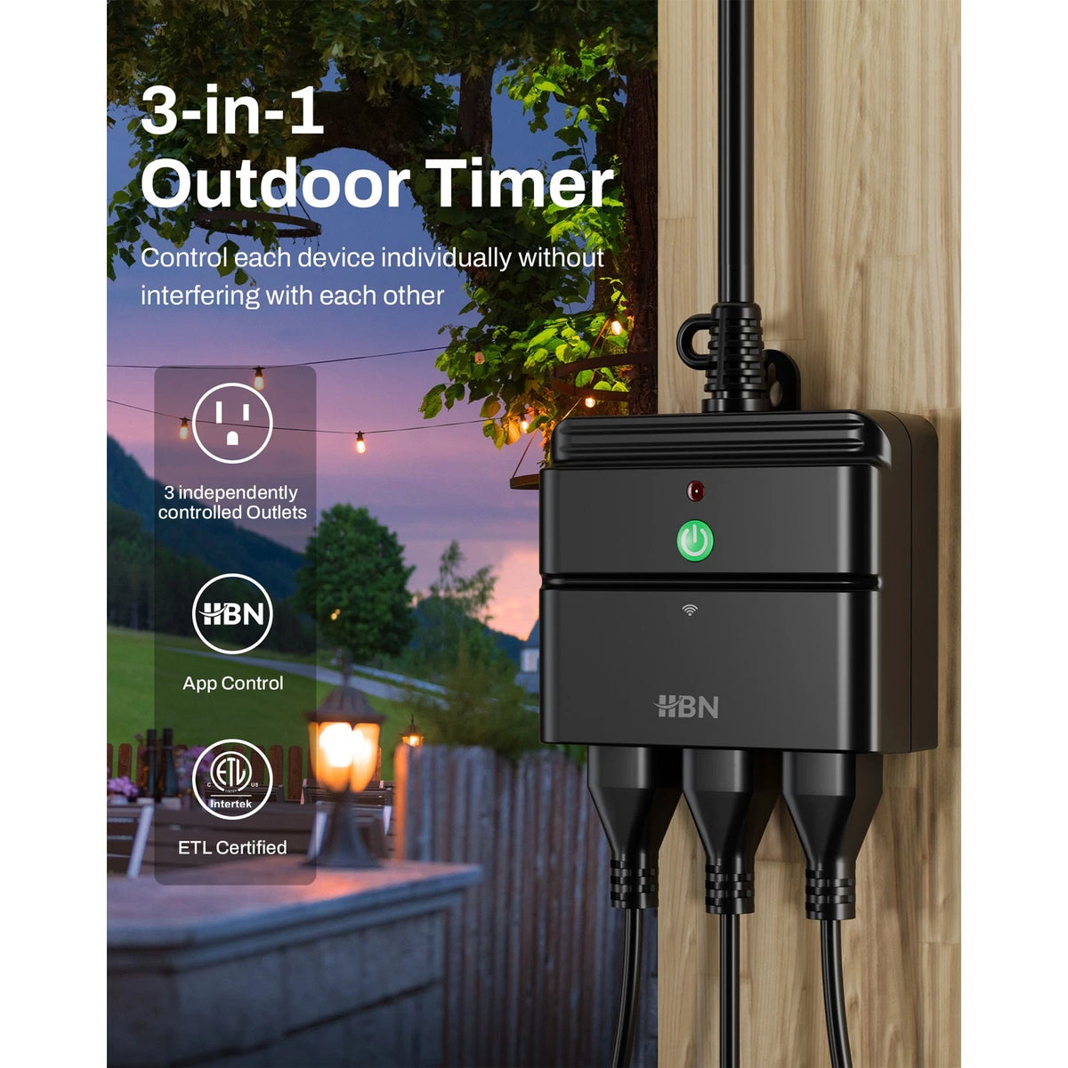 HBN WiFi Smart Plug for Alexa/Google Assistant (3 Independent Outlets)