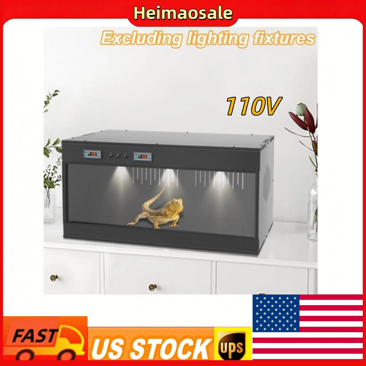 PVC reptile lounge habitat with glass sliding door and thermostat