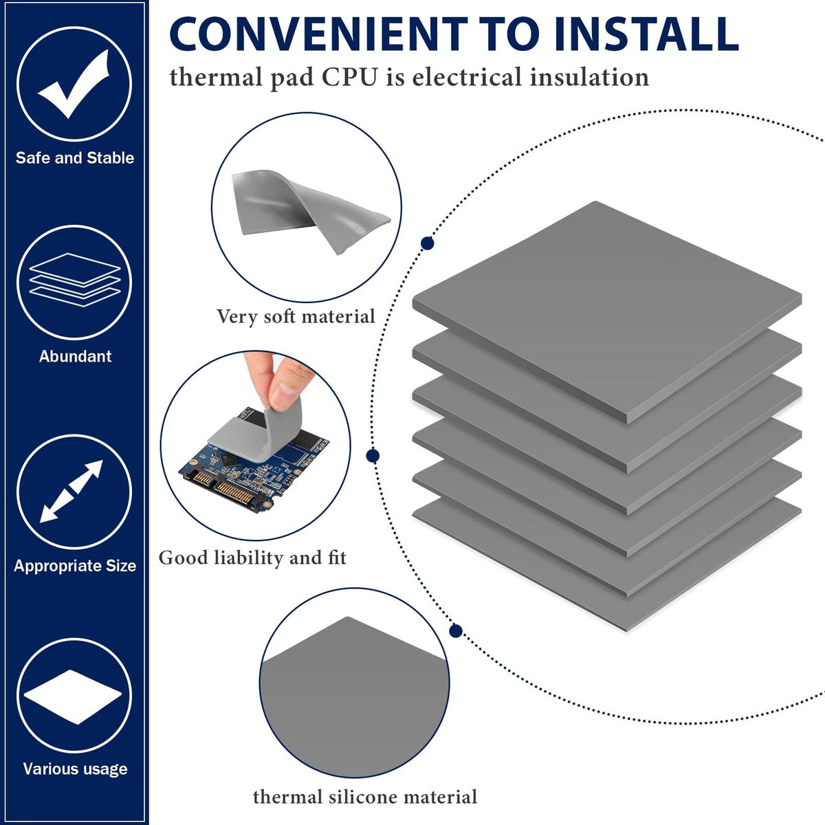 Set of 6 Thermal Pads 100 x 100 mm for Automotive Applications