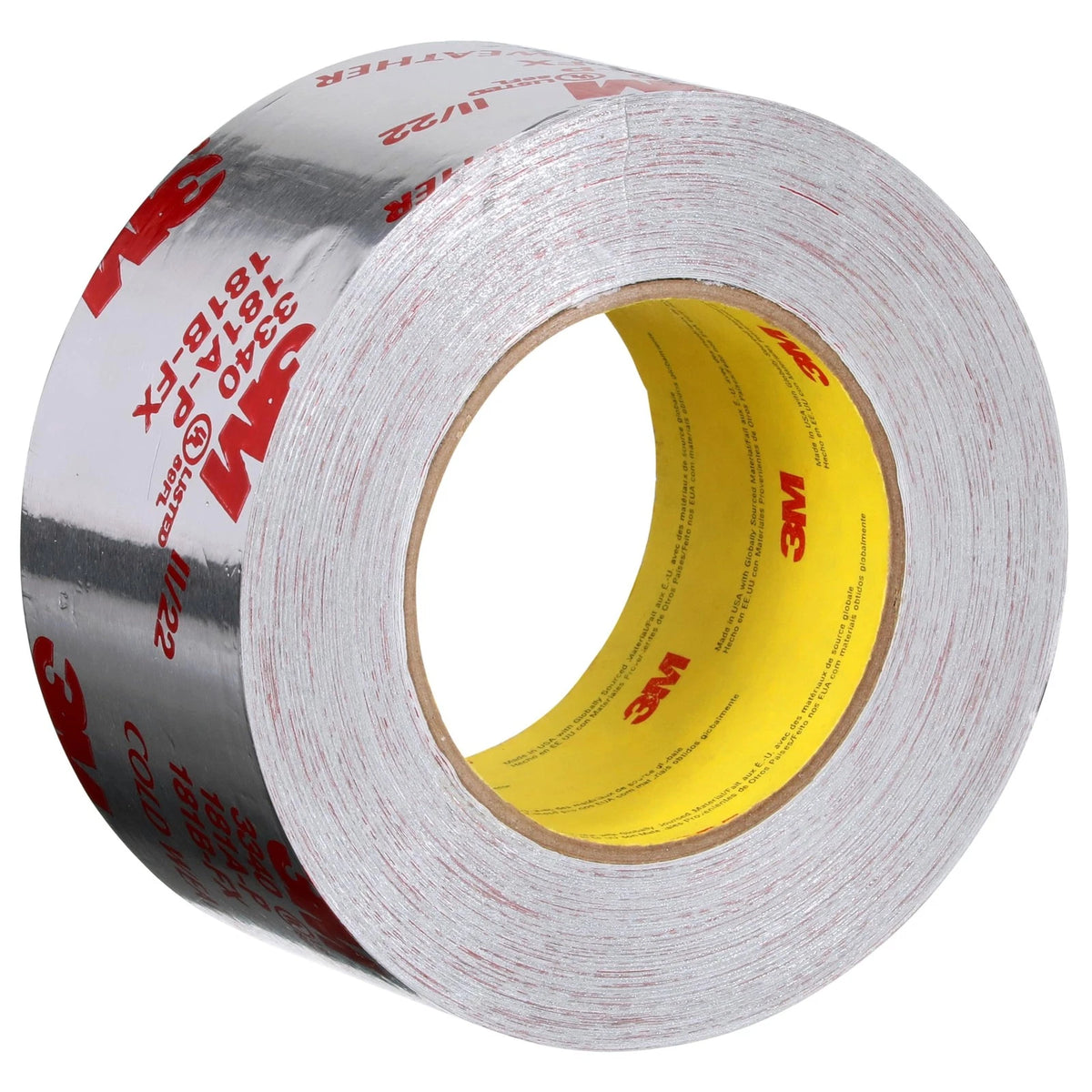Aluminum Foil Tape 3340, 2.5" X 50 Yd, Silver, HVAC Sealing