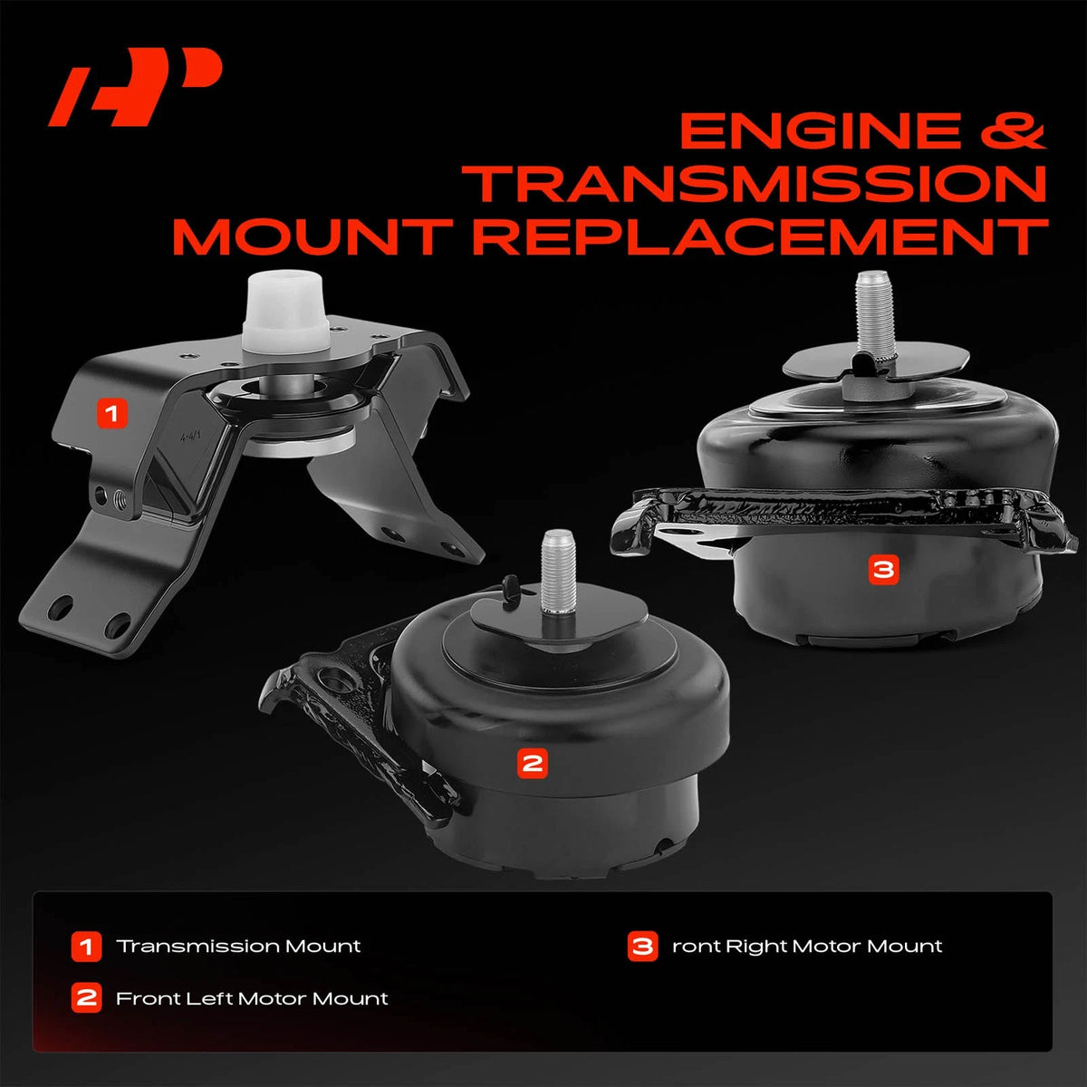 3X Engine Motor & Transmission Mount for Toyota Tacoma 2005–2015, 4Runner, 123710P040, 123710P041, 1237131051, 1237131310, 1236131081