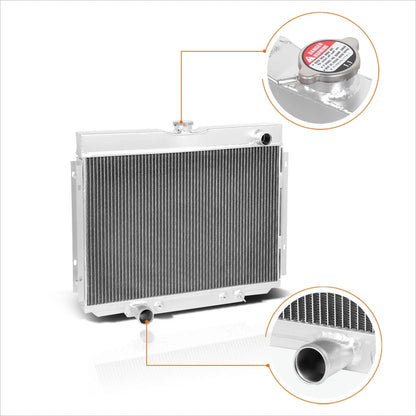 3-Row Aluminum Racing Radiator for Ford Mustang/Fairlane/Ranchero V8 (1967–1970)
