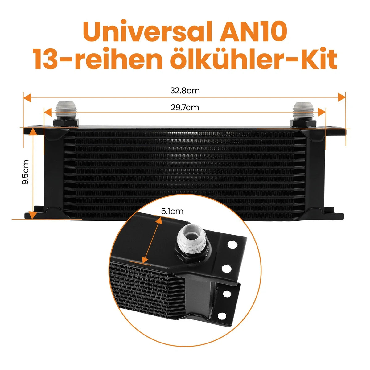Aluminum 13 Row AN10 Engine Oil Cooler with Filter Adapter Kit