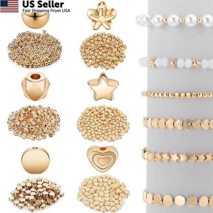 1200 Pieces Gold Spacer Beads Set for Bracelet Making