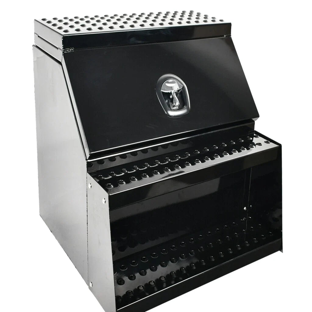 Aluminum Tool Box with Saddle Step for Semi Truck (28"x25"x30")