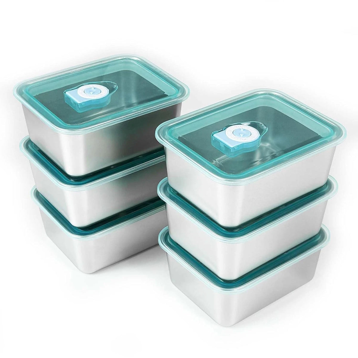 Set of 4 Stainless Steel Stackable Food Containers with Lids