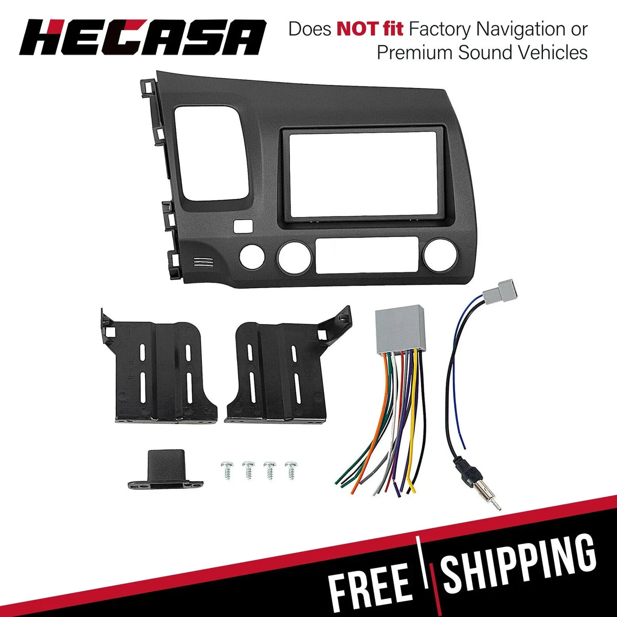 Double Din Radio Install Dash Kit & Wiring Harness for Honda Civic (2006–2011)