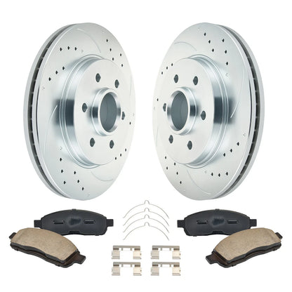 Front Drilled Brake Rotors and Ceramic Pads Kit for Lincoln Mark LT (2006–2008)