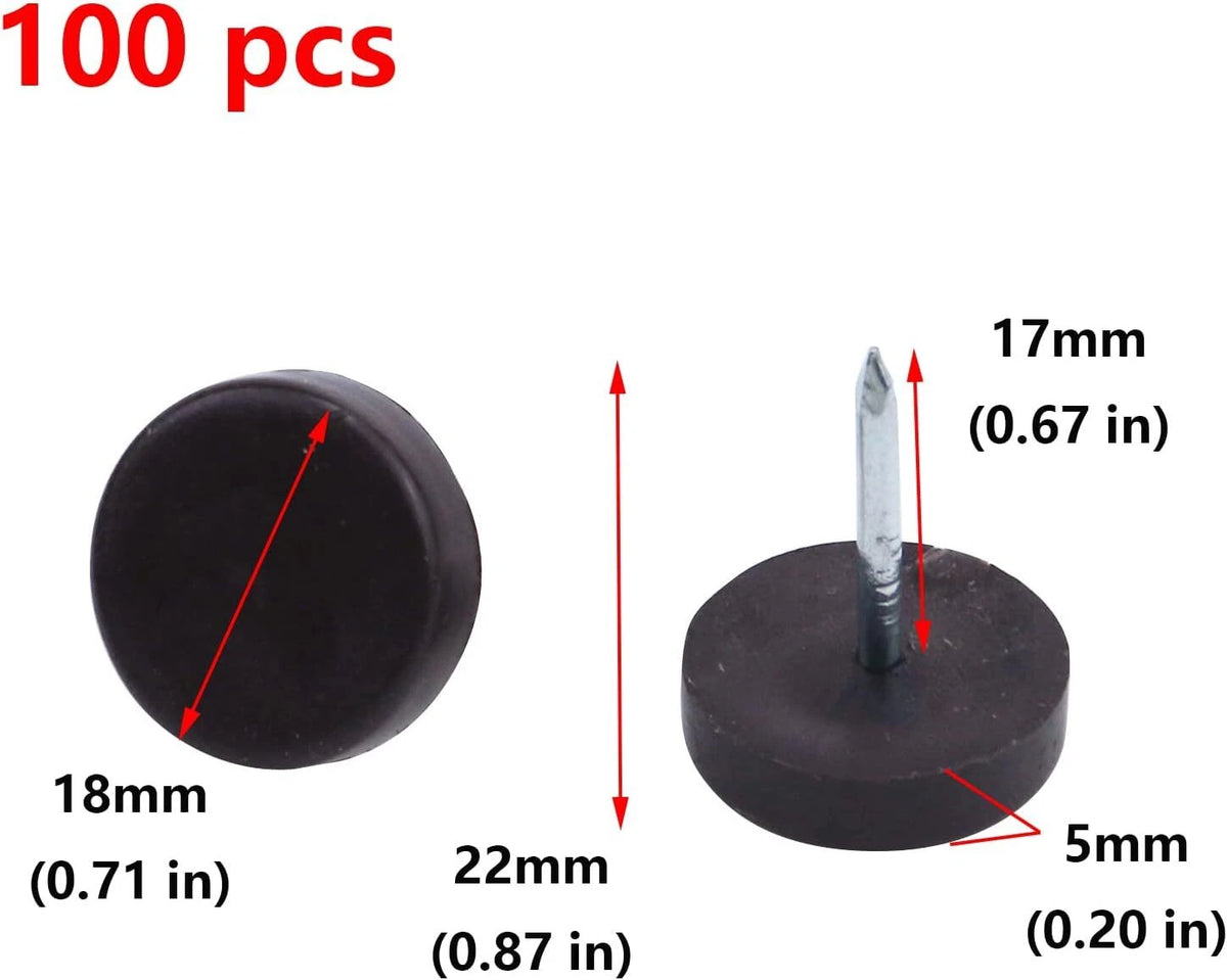 100-Pack Nylon Slider Glides 5/8" for Furniture and Tables
