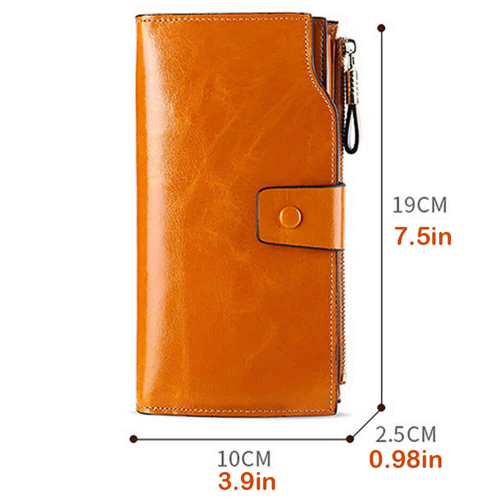 Bifold Leather Zip Coin Wallet for Women