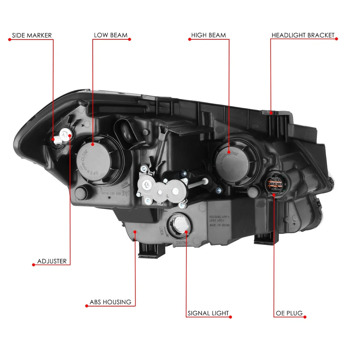 Headlights for Kia Soul (2012–2013) Black Housing Clear Lens Replacement