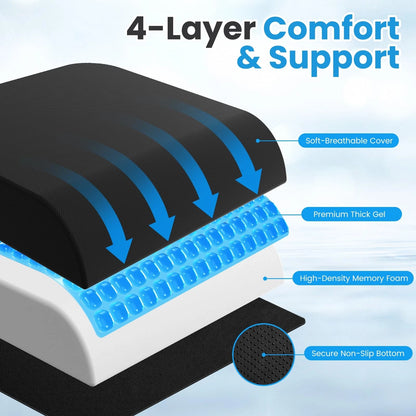 Cooling Gel Memory Foam Wheelchair Seat Cushion for Pressure Relief