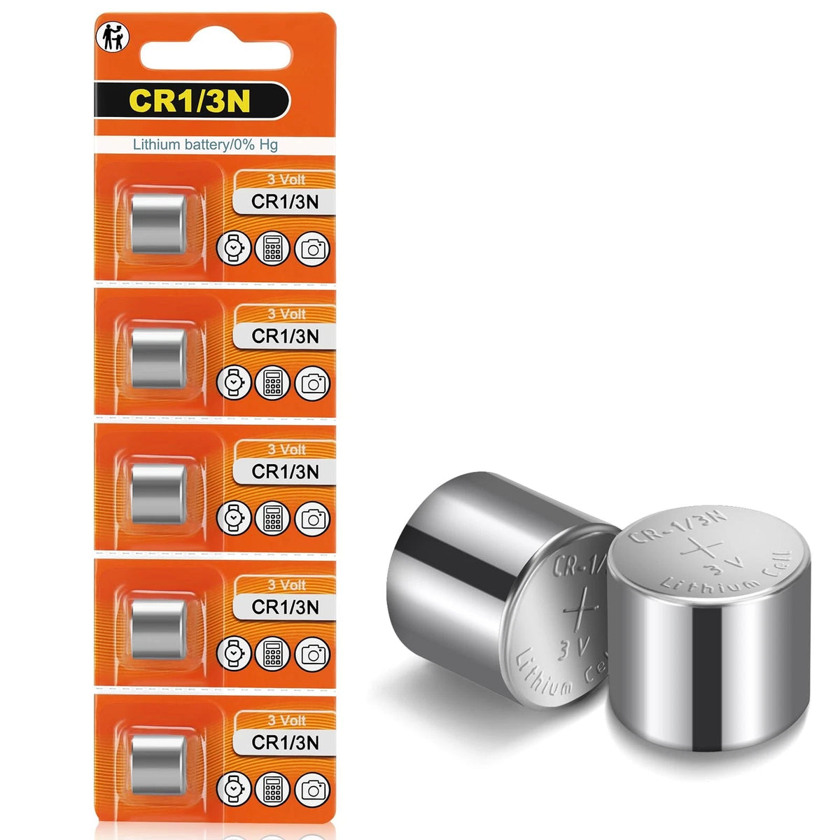 5 Pack 1/3N CR1/3N DL1/3N 3V Lithium Battery for