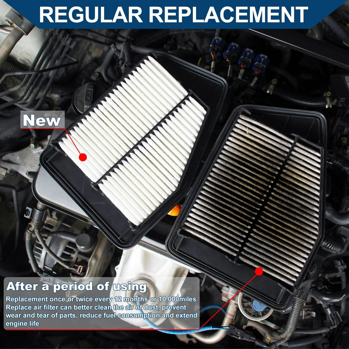 Set of 2 Engine Air Filters No. 17220RGLA00 for Honda Odyssey 3.5L (2005–2007)