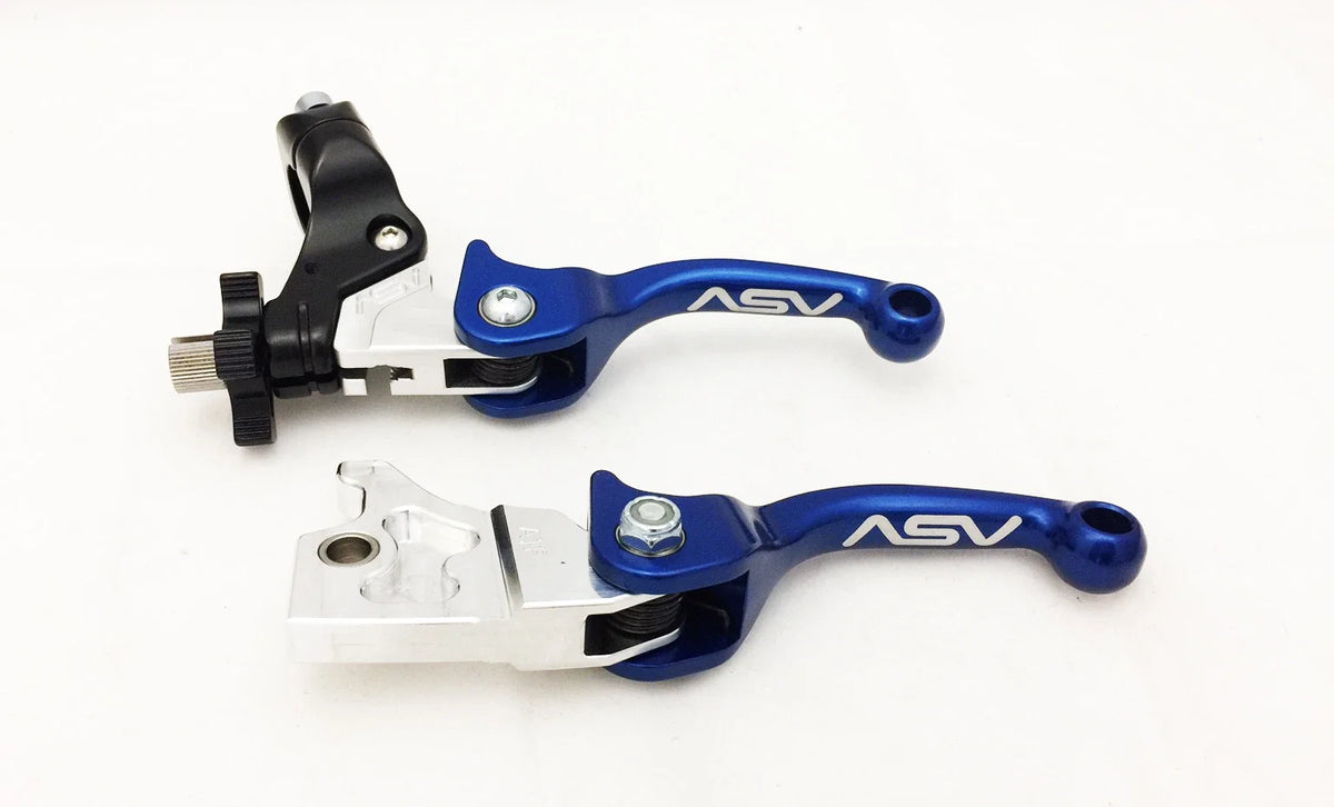 Pair of ASV F3 Shorty Blue Front Brake Clutch Perch Levers for Wolverine 350 450 (2006–2018)