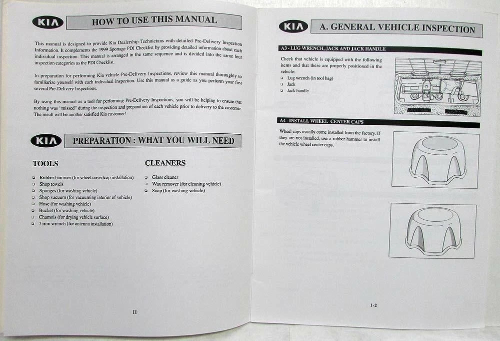 Pre-Delivery Inspection Manual for Kia Sportage (2000)