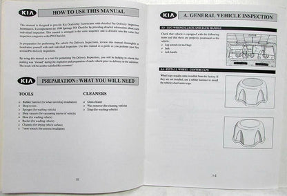 Pre-Delivery Inspection Manual for Kia Sportage (2000)