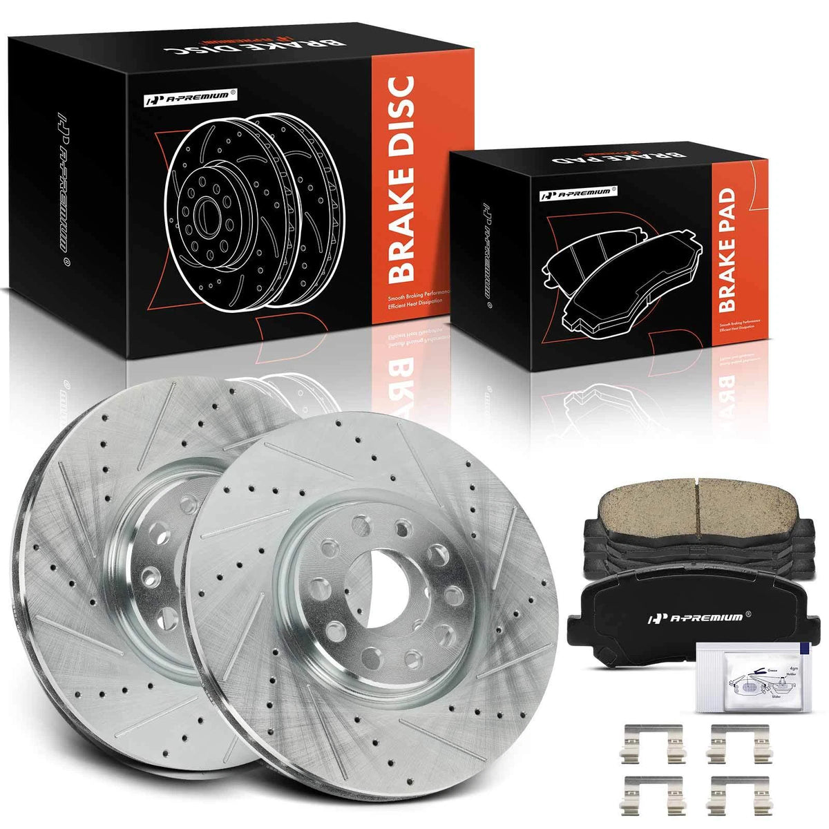 Set of 2 Front Drilled Brake Rotors & Ceramic Pads for Chrysler 200 (2011–2014) - 51204, 63139025L, 63139025R
