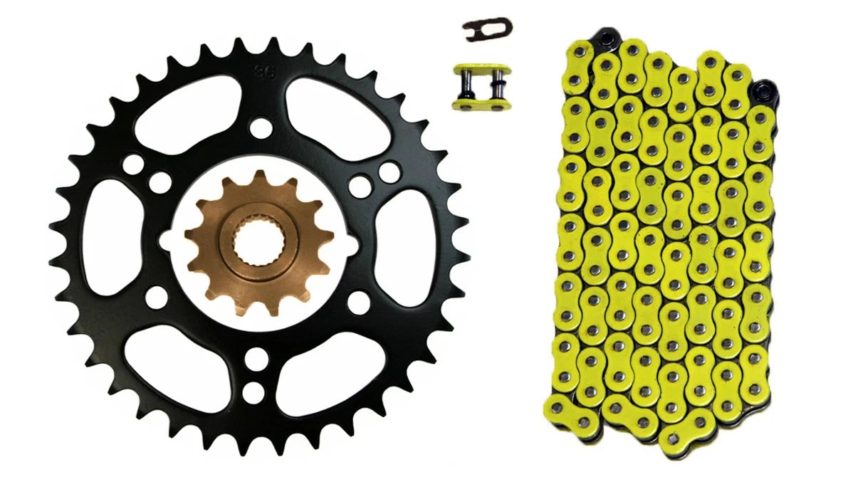Yellow 520x76 Drive Chain with 13/36 Sprockets for Polaris Scrambler 500 (1998–2012) K15341629520NZY76