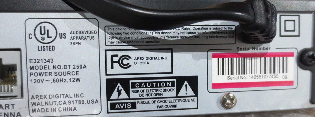 Digital TV Converter Box for Apex DT250A (No Remote Control)
