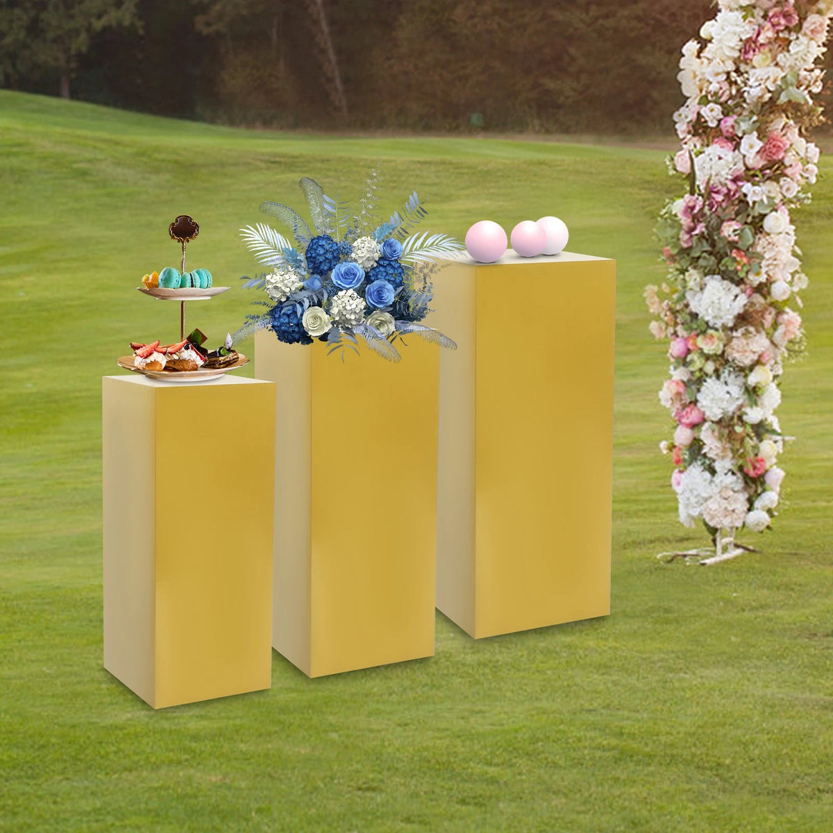 3X Metal Display Pedestal Stands for Birthday Party Wedding