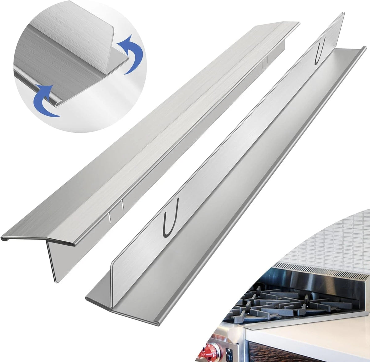 Set of 2 Stainless Steel Stove Gap Covers (13.8–27.6 Inch)