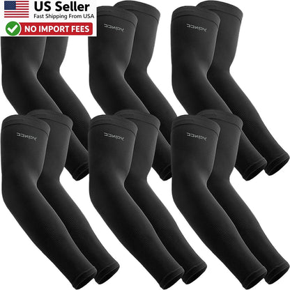 6X Arm Sleeves for UV Sun Protection UPF 50 - Black