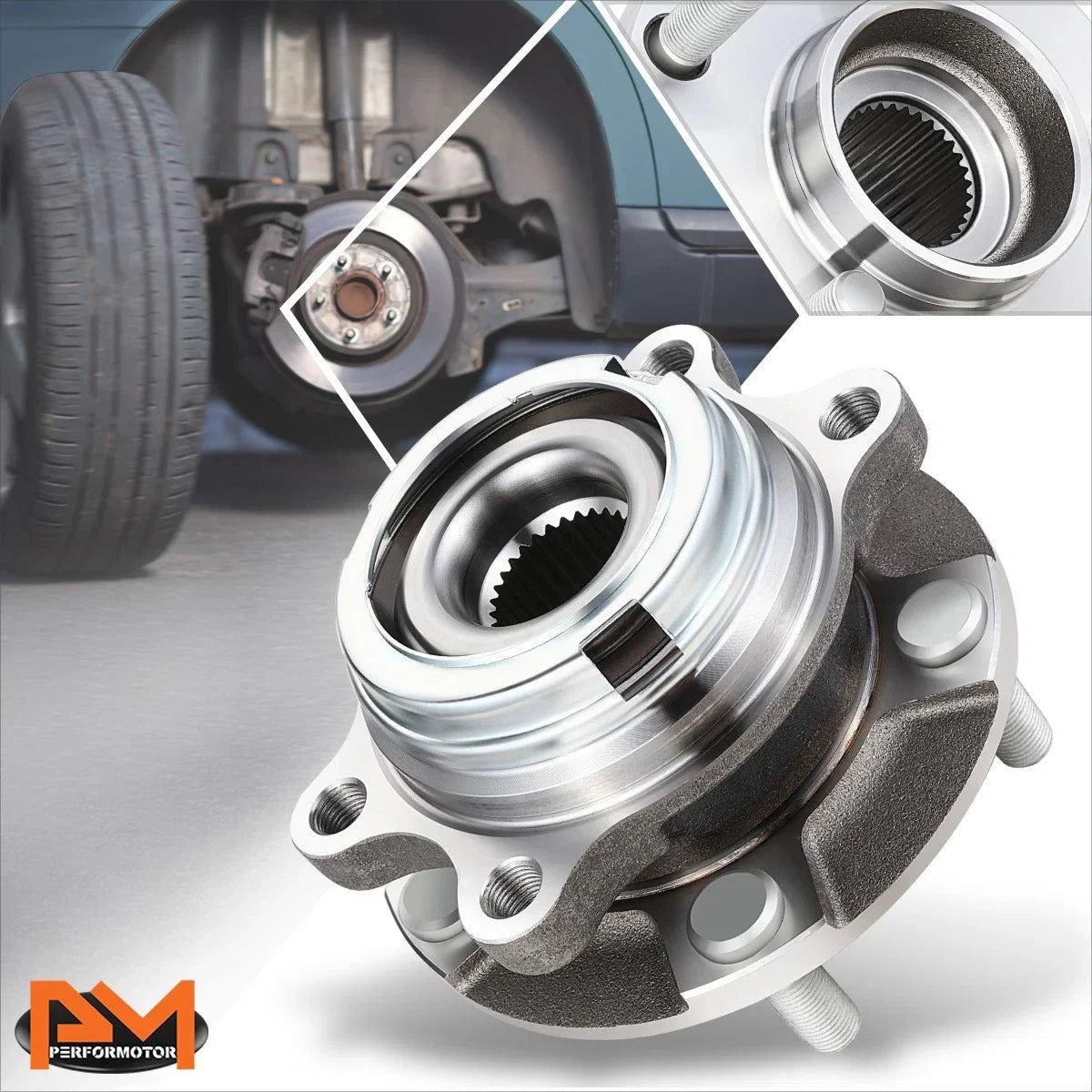 Front Right Wheel Hub Bearing Assembly Kit + 5 Studs for Nissan Murano Quest (2009–2017)