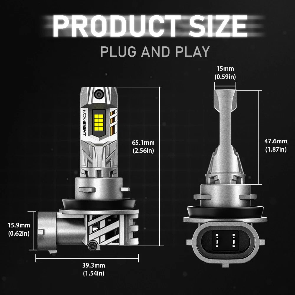 2X H11 H8 LED Headlight Bulbs for NOVSIGHT (H11H8H9)