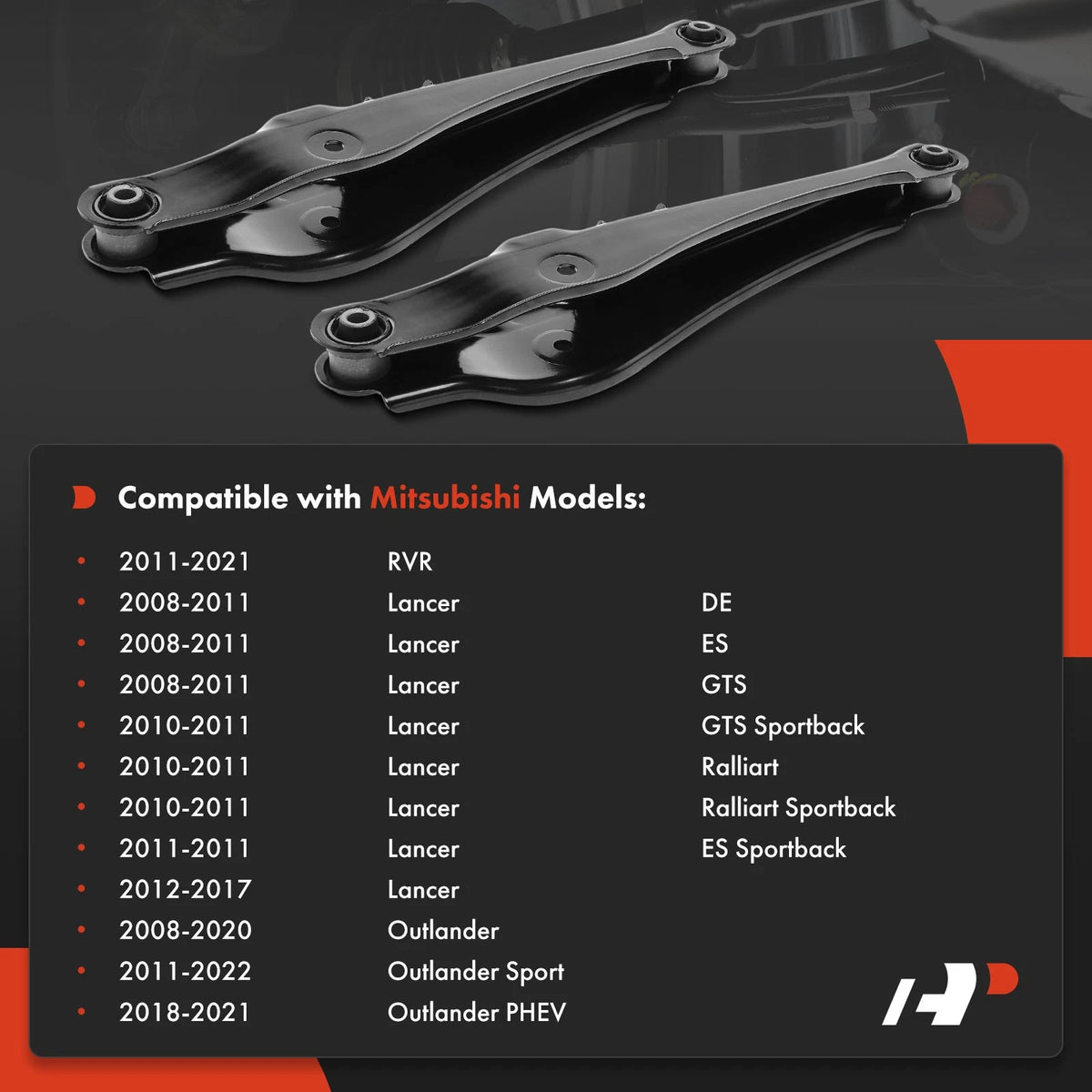 2X Rear Lower Control Arm for Mitsubishi Outlander (2008–2020) MS801214, 4113A011