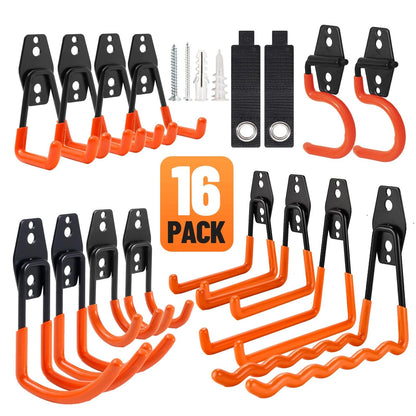 16 Pack Utility Steel Garage Hooks for Storage Solutions