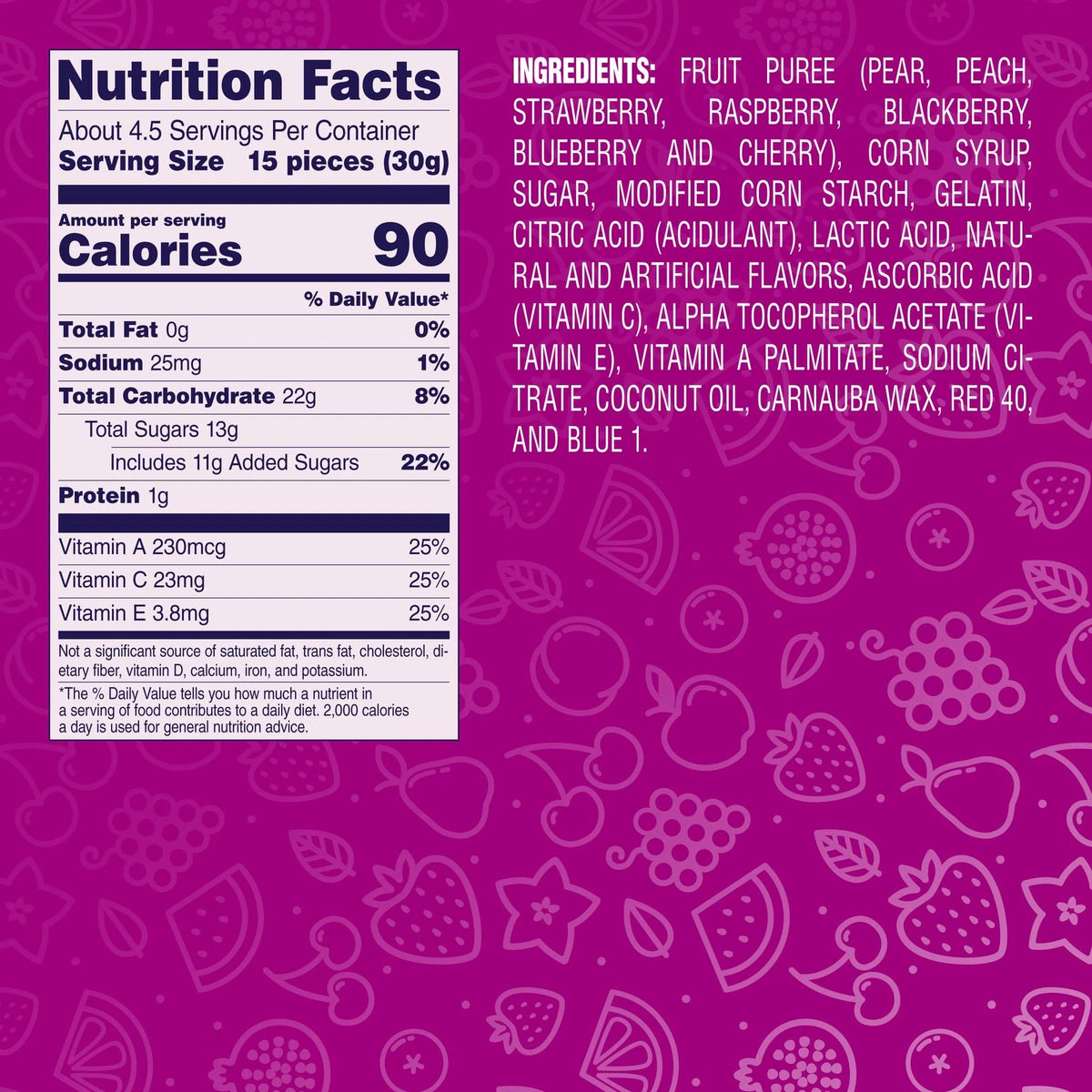 Pack of 12 Welch's Fruit Snacks Berries 'N Cherries Gluten Free 5oz