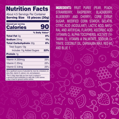 Pack of 12 Welch's Fruit Snacks Berries 'N Cherries Gluten Free 5oz