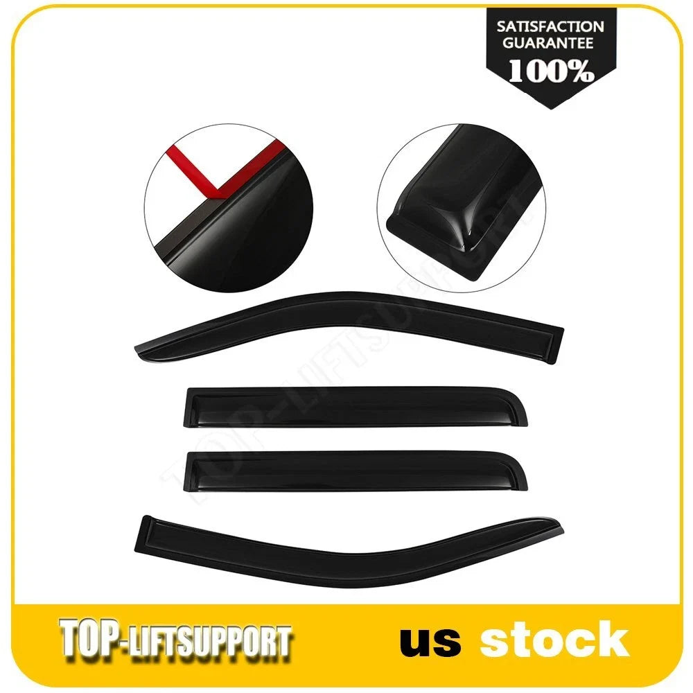 Set of 4 Wavy UV Window Visor Vent Shades for Nissan Frontier Crew Cab