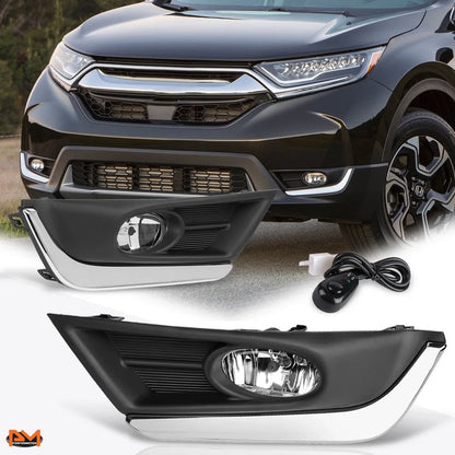 Clear Lens Fog Lights with Chrome Bezel & Switch for Honda CR-V (2017–2018)
