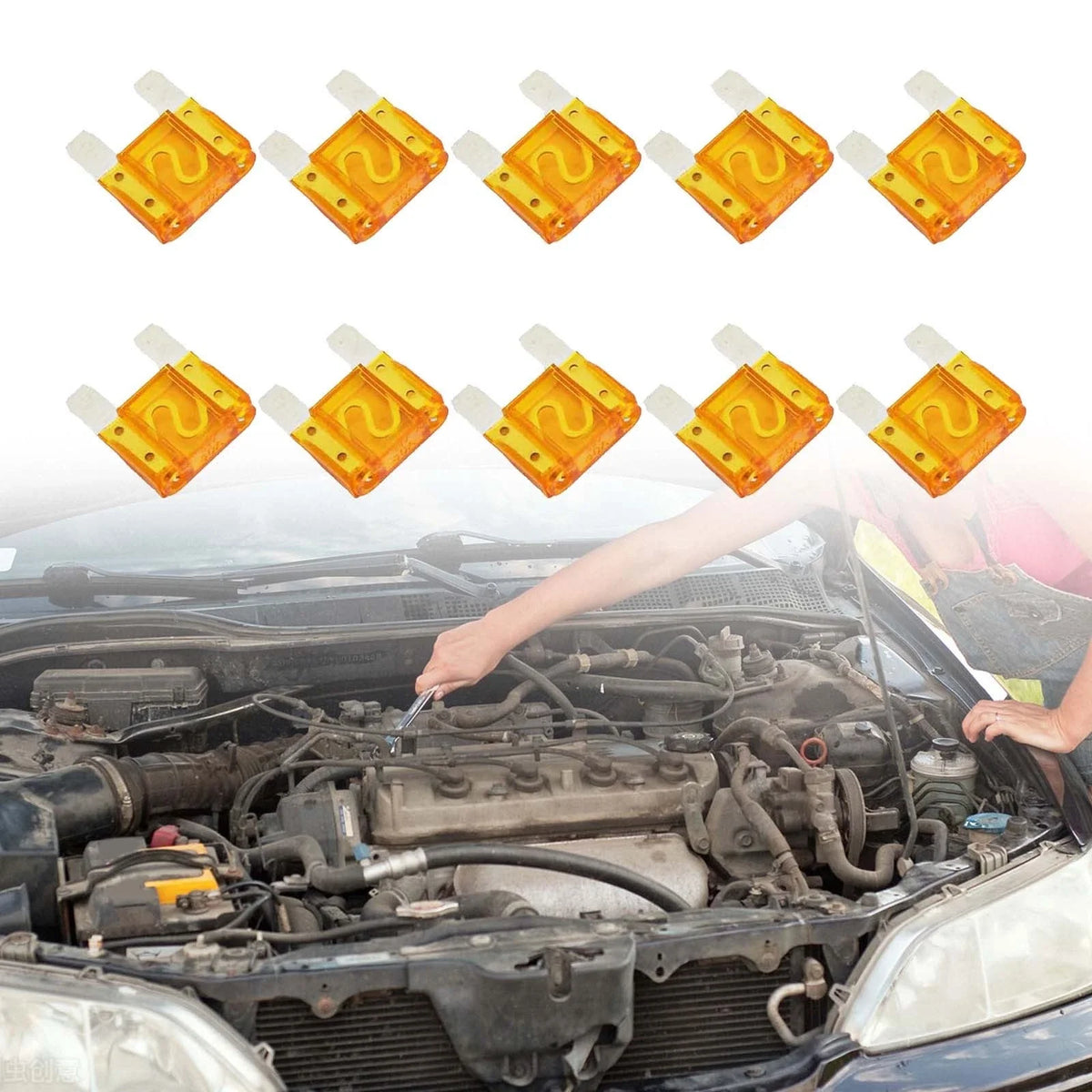 Blade Type Car Fuses Pack of 10 for Motorcycles and Boats