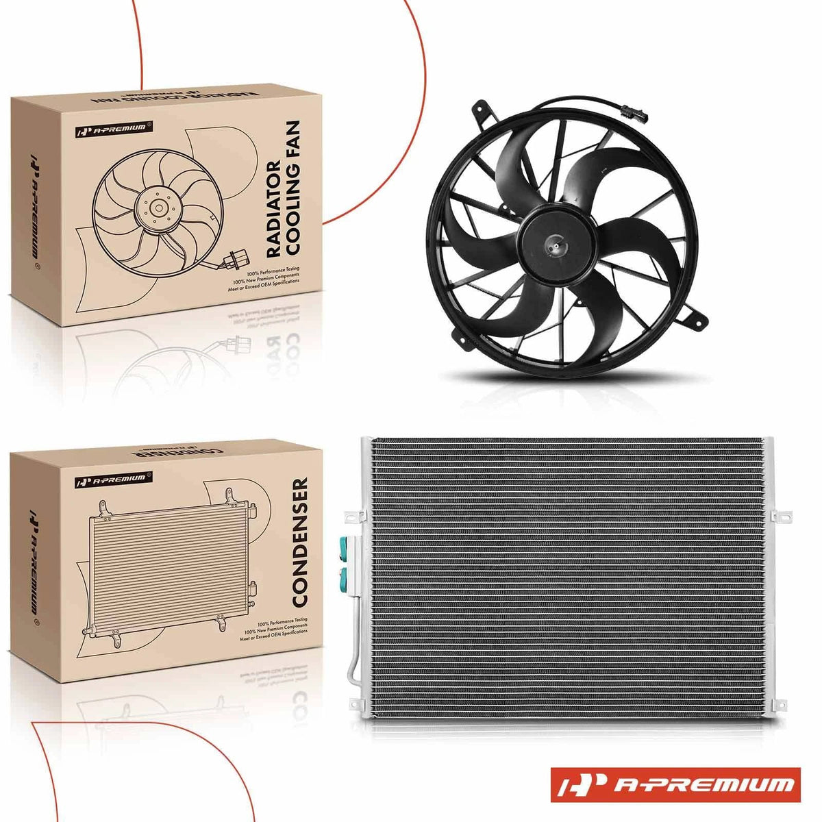 AC condenser and cooling fan assembly kit for Jeep Grand Cherokee (1999–2003)
