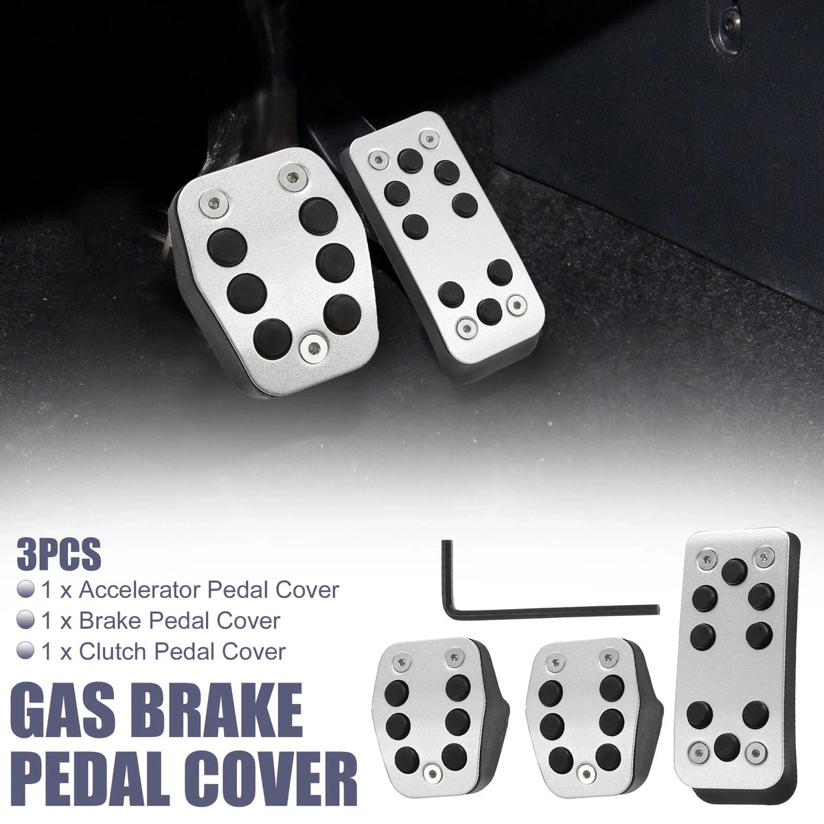 3 Pcs Accelerator & Brake Pedal Cover Set for Ford Focus 