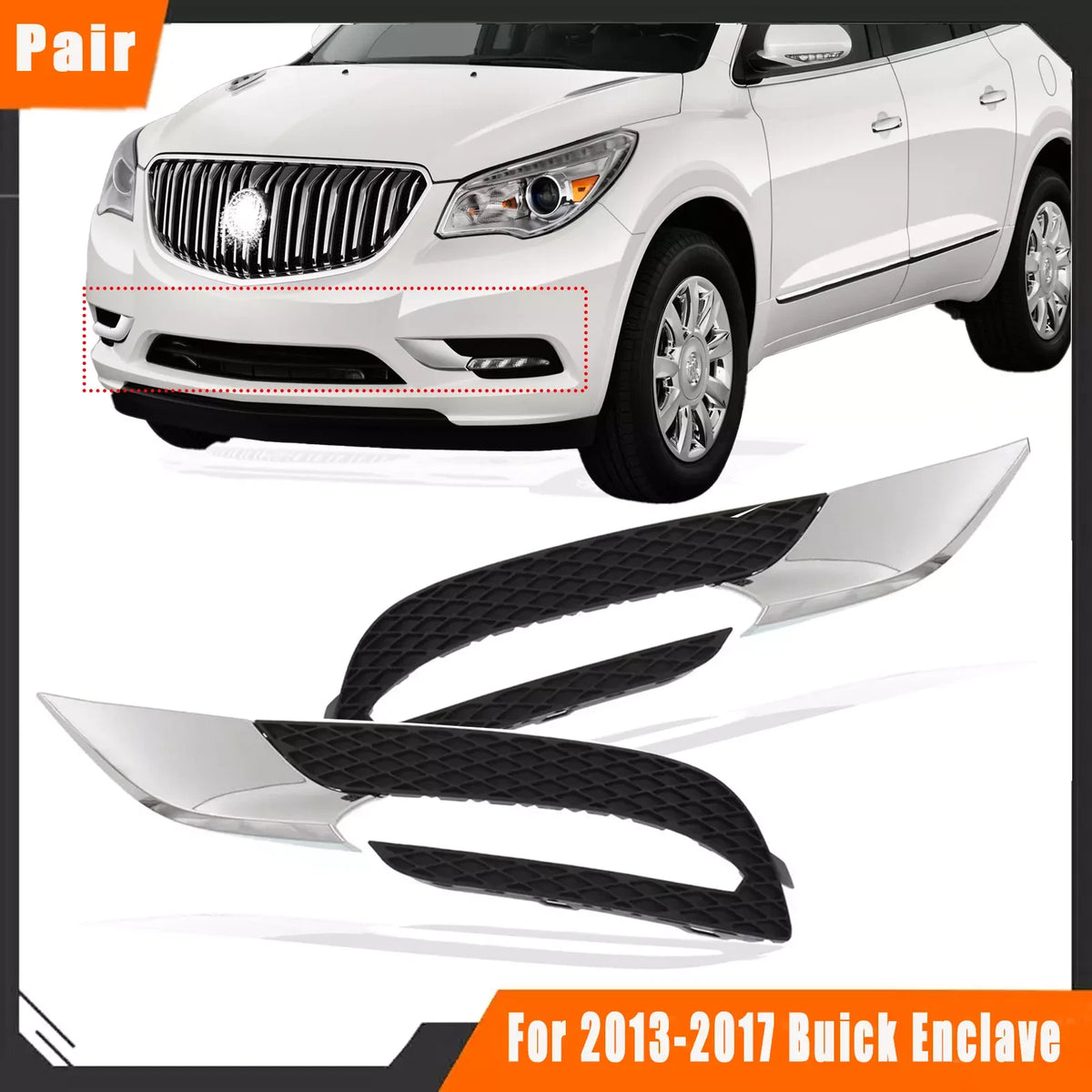 Fog Light Trim Set for Buick Enclave (2013–2017) 20983394, 20983395, GM1039152, GM1038152