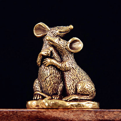 Brass Love Mouse Rat Figurine for Home Decoration