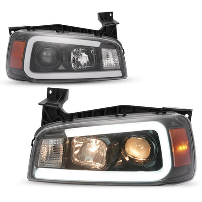 2X Projector Headlights for Dodge Charger (2006–2010) LED Tube Black LH/RH