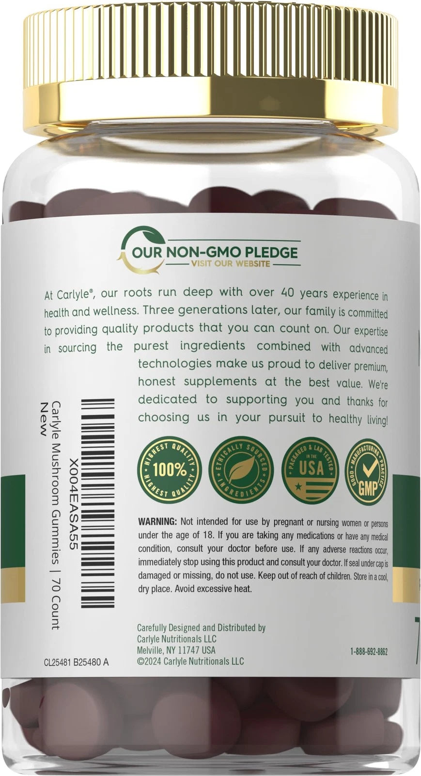 Carlyle Mushroom Complex Gummies for General Use (70 Count)