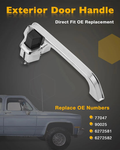 Pair of Chrome Metal Exterior Door Handles for (1973–1991)