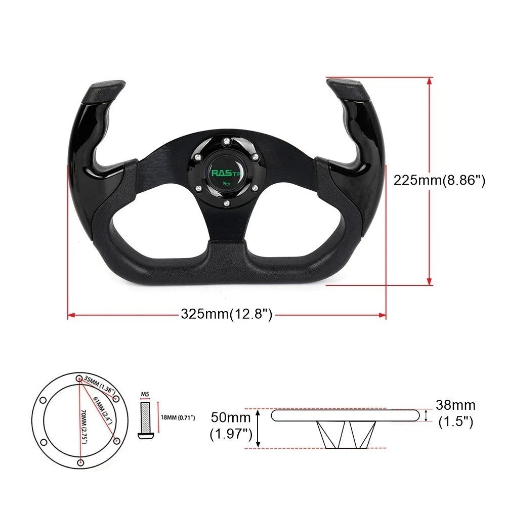 13" U-Shape Flat Drift Racing Steering Wheel for Universal 6 Hole (Fits 325mm)
