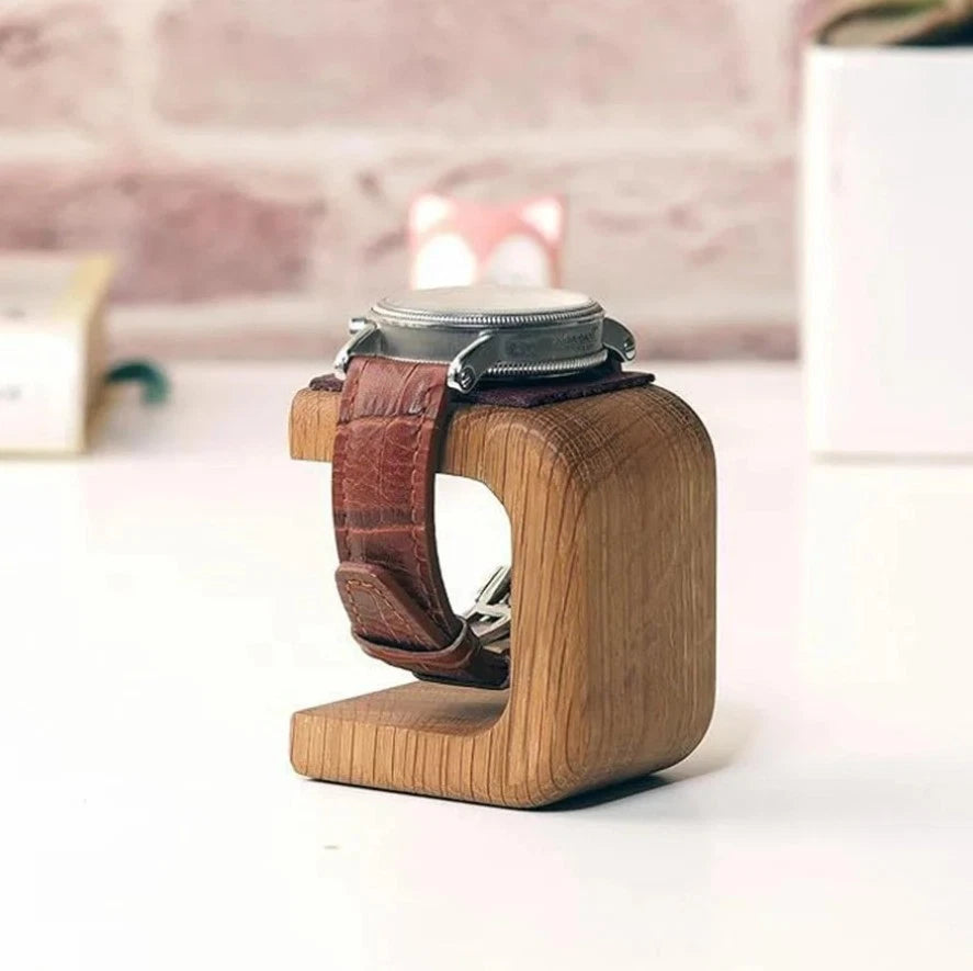 Single Watch Display Stand for Men - Black Plastic Holder