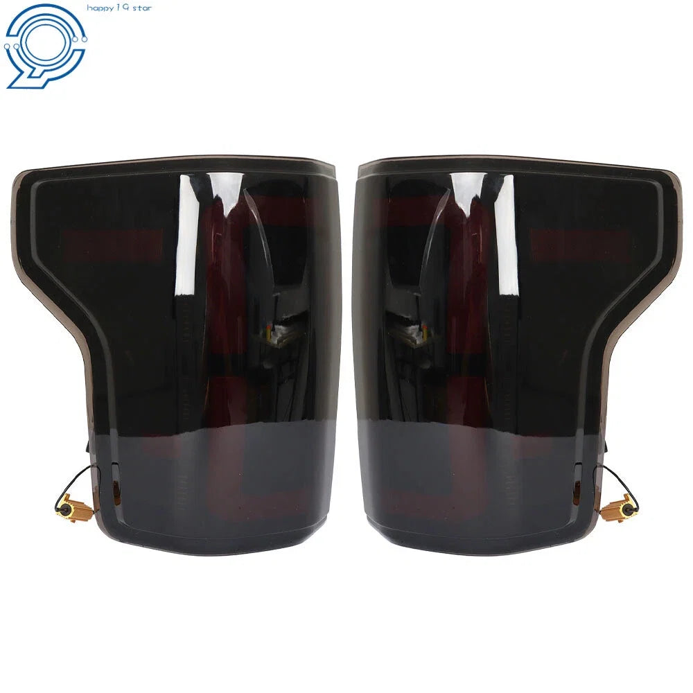 Set of 2 LED Tail Lights for Ford F150 (2015–2020) Black Housing Smoke Lens