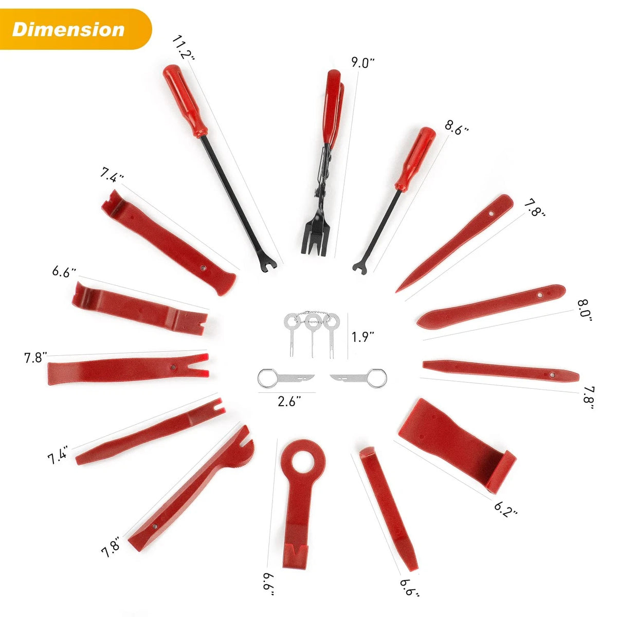 19-Piece Trim Removal Tool Set for Automotive Panel Fasteners
