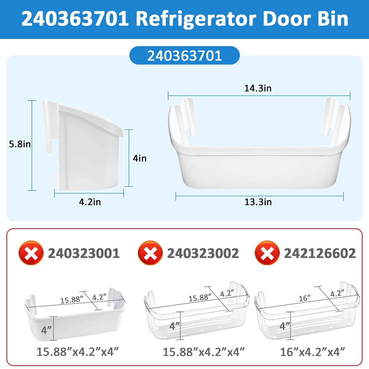 Door Bin Shelf for Frigidaire Kenmore Refrigerator (2010–2023)