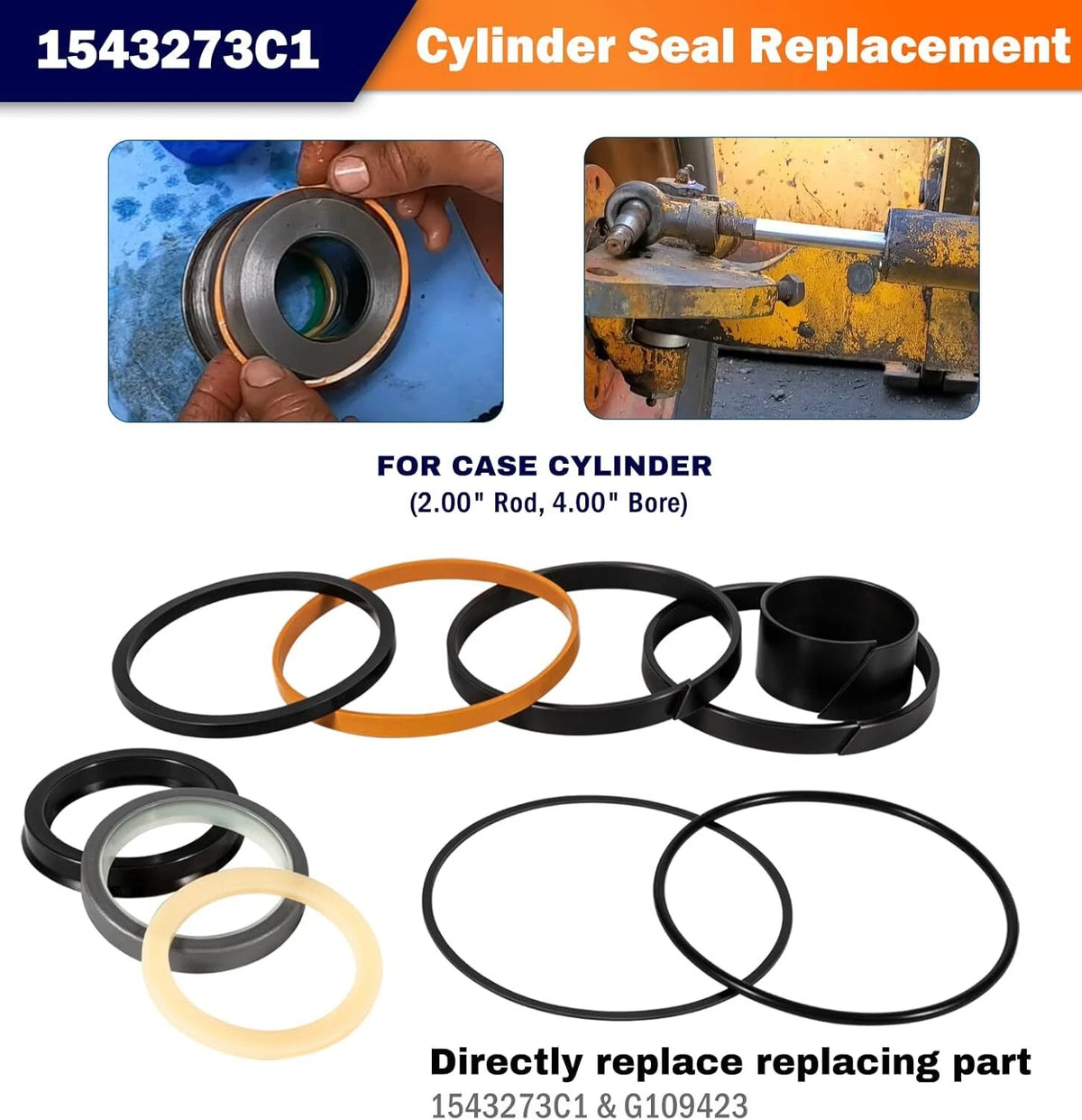 10PCS Cylinder Seal Kit for Case Backhoe Loaders & Crawler/Dozers