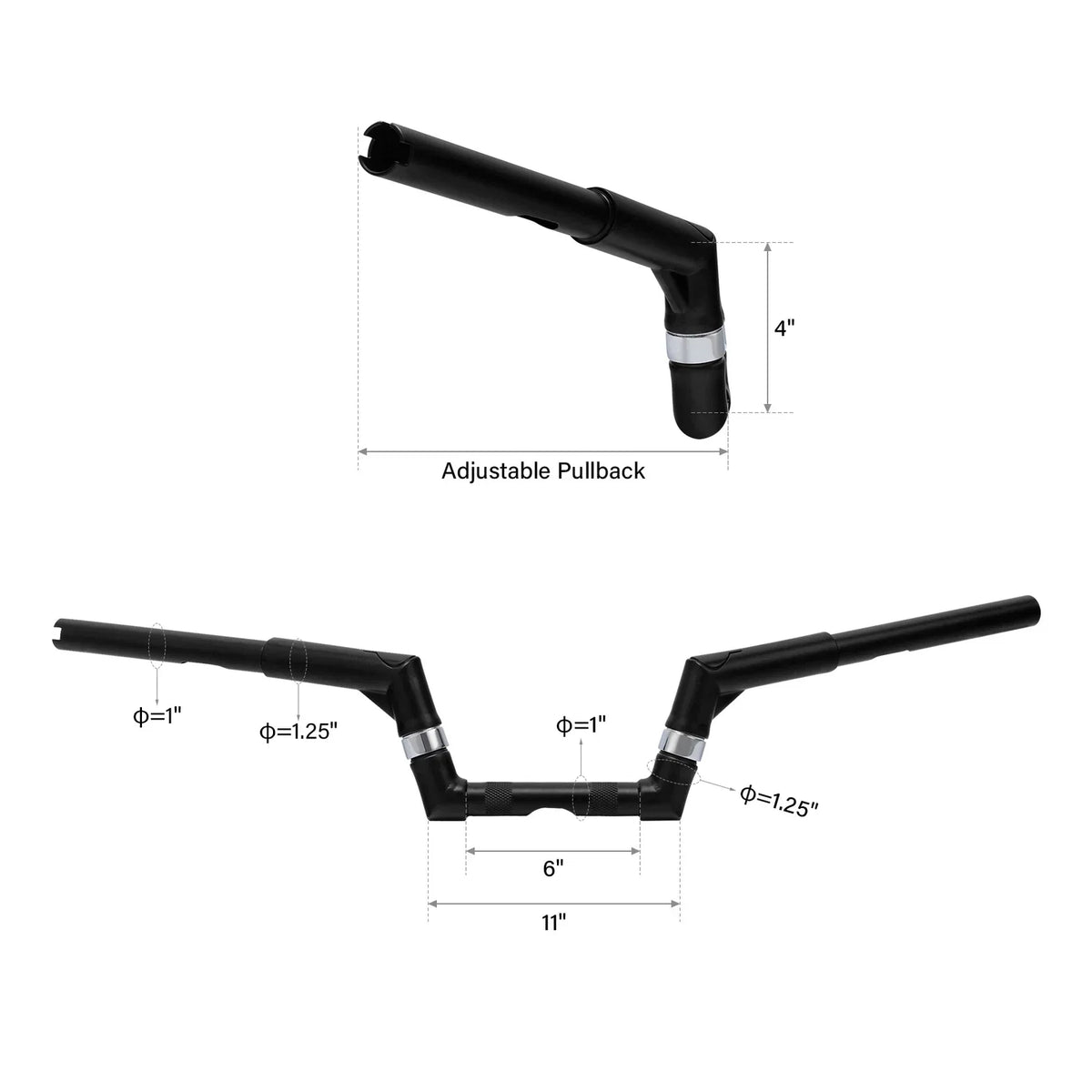 4" Rise 1-1/4" Ape Hanger Handlebar for Harley Dyna Sportster (2004-2023)